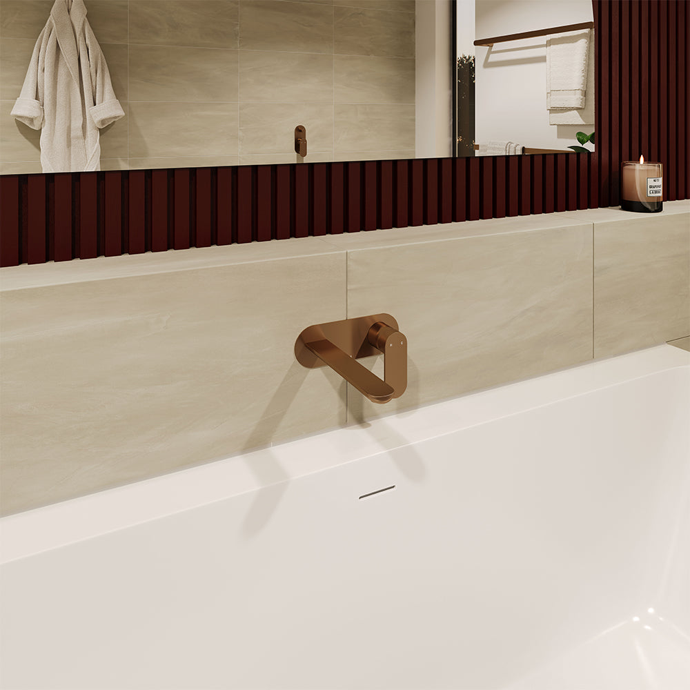 EMPIRE SLIM Basin/Bath Wall Mixer Set Round Plates 200mm LF