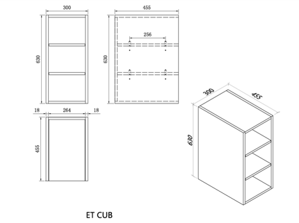 Malaga Elemental Cubby Cabinet Accesory for Eternity Range Vanity