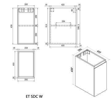 Malaga Elemental Single Door Cabinet Cabinet Accesory for Eternity Range Vanity