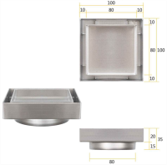 Tiles insert floor waste 80mm; Top 100x100mm