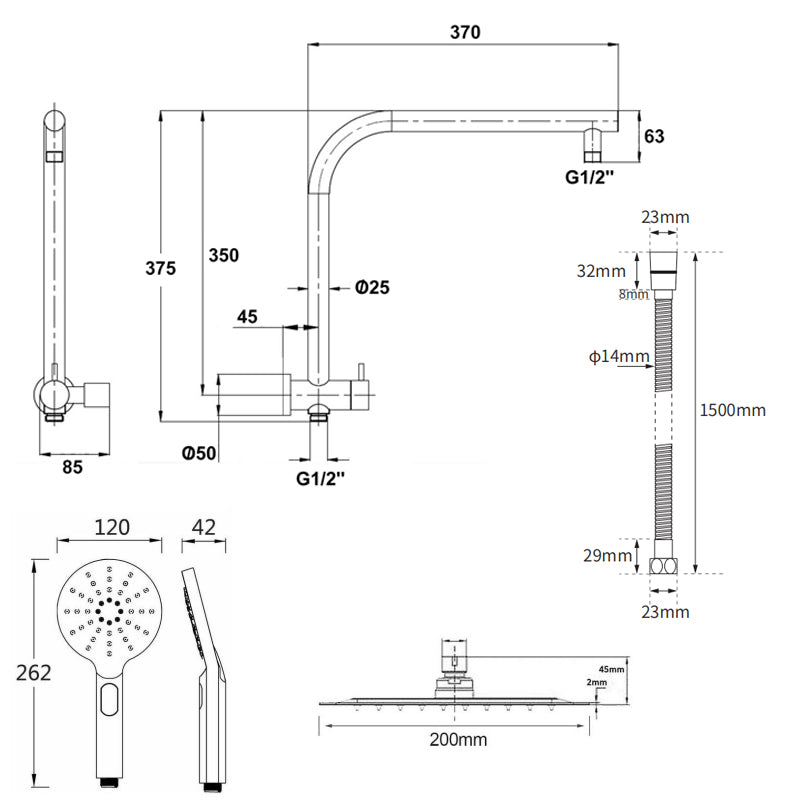 Chole Compact Round Shower