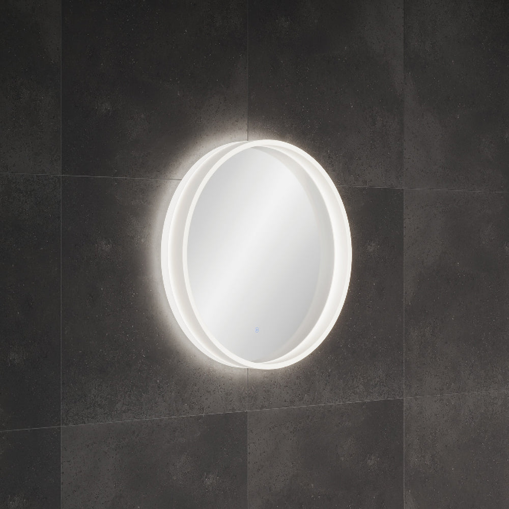 SANSA LED Round Acrylic Edge Mirror with touch sensor and demister