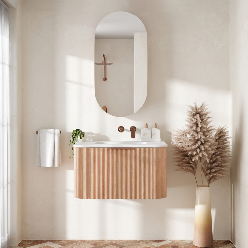 MARGOT 750 Curved Vanity Wall Hung 1DR Centre Bowl Standard Top Basin Not Included