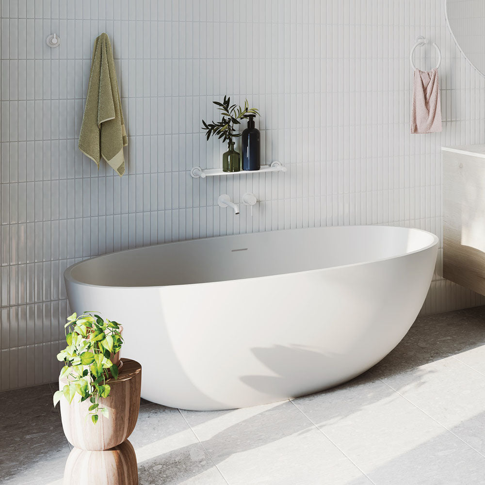 SASSO Solid Surface Bath Matte White Built In Overflow