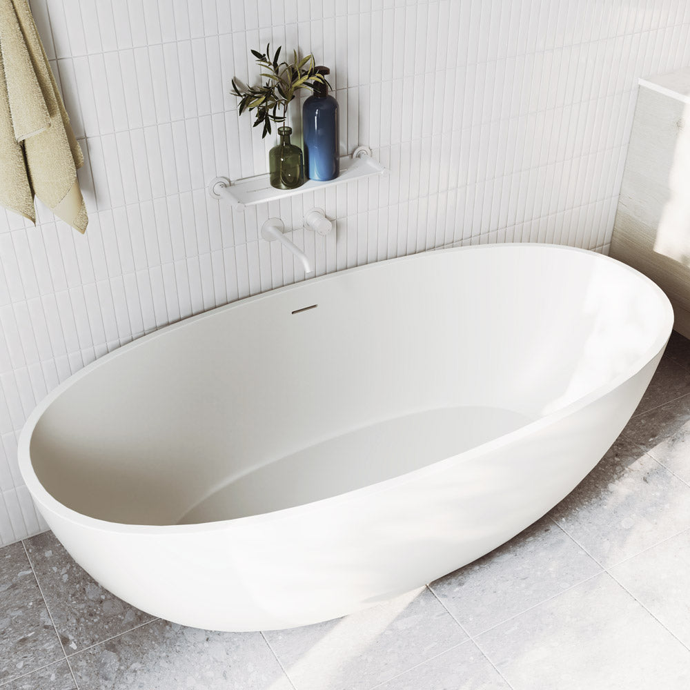 SASSO Solid Surface Bath Matte White Built In Overflow