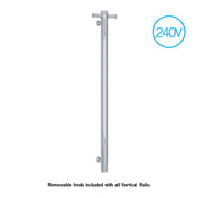Round 240 Volt Vertical Single Heated Towel Rail
