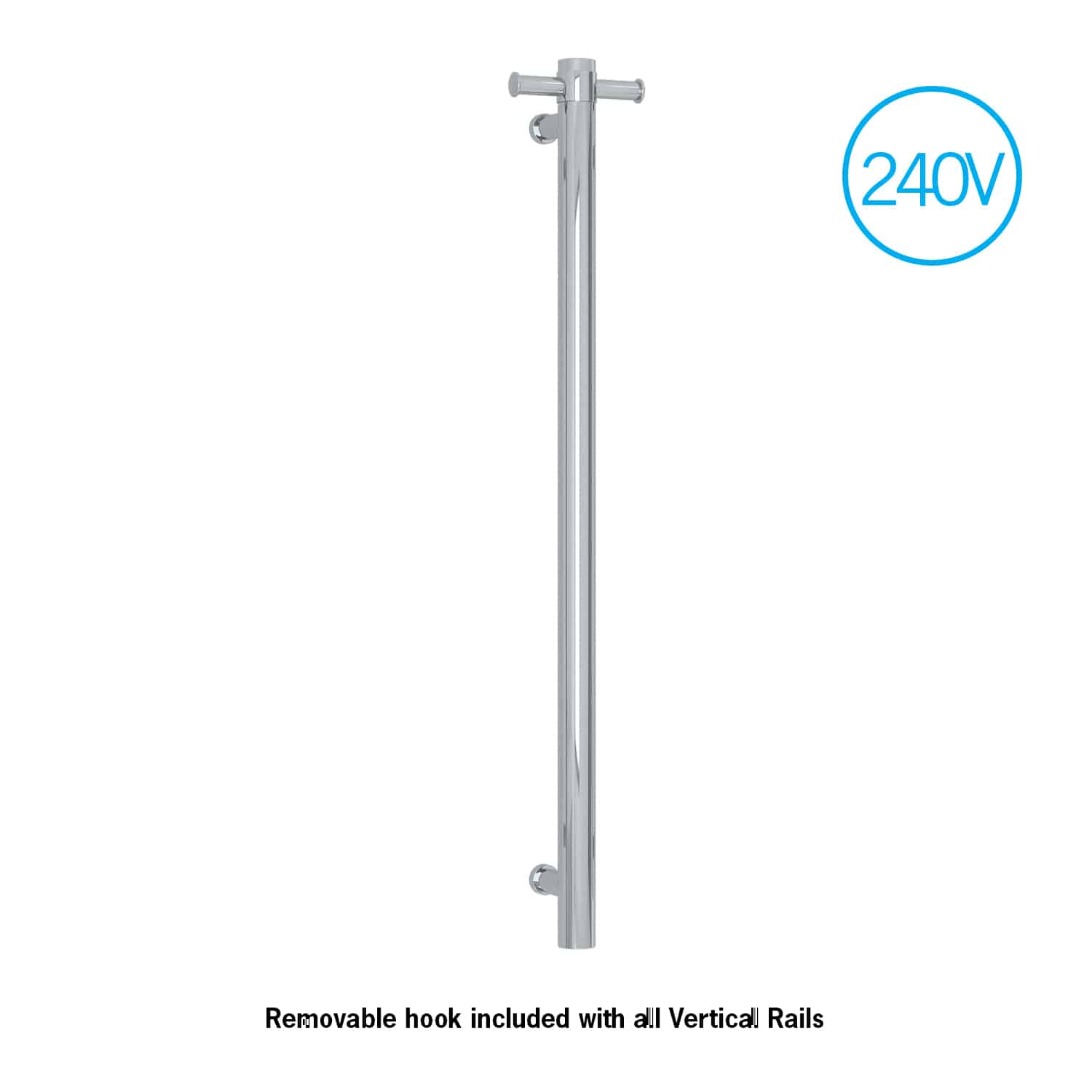 Round 240 Volt Vertical Single Heated Towel Rail
