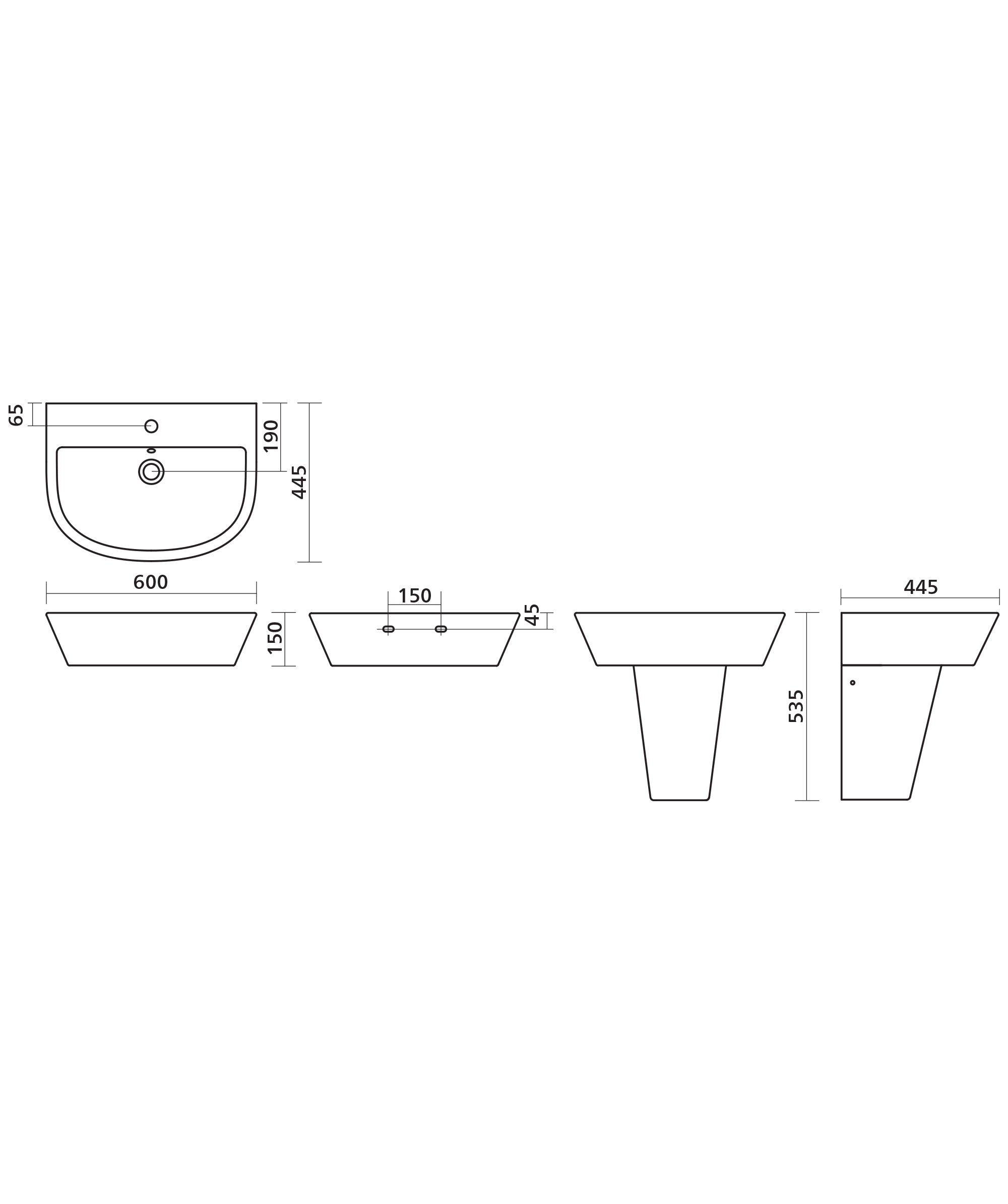 Chios 600 Wall Basin (Suit Ndis)