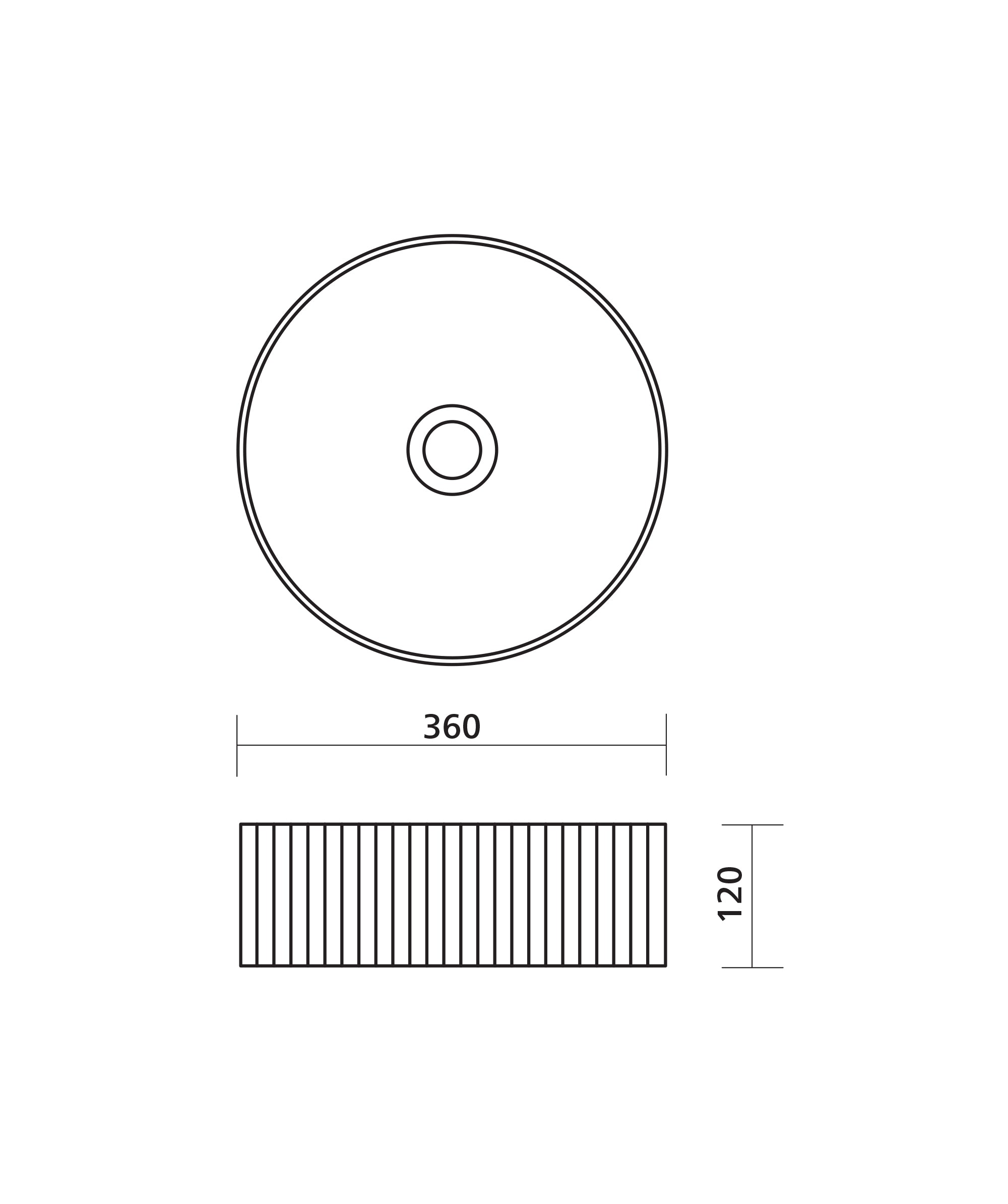 Cleo 360 Basin Fluted Round