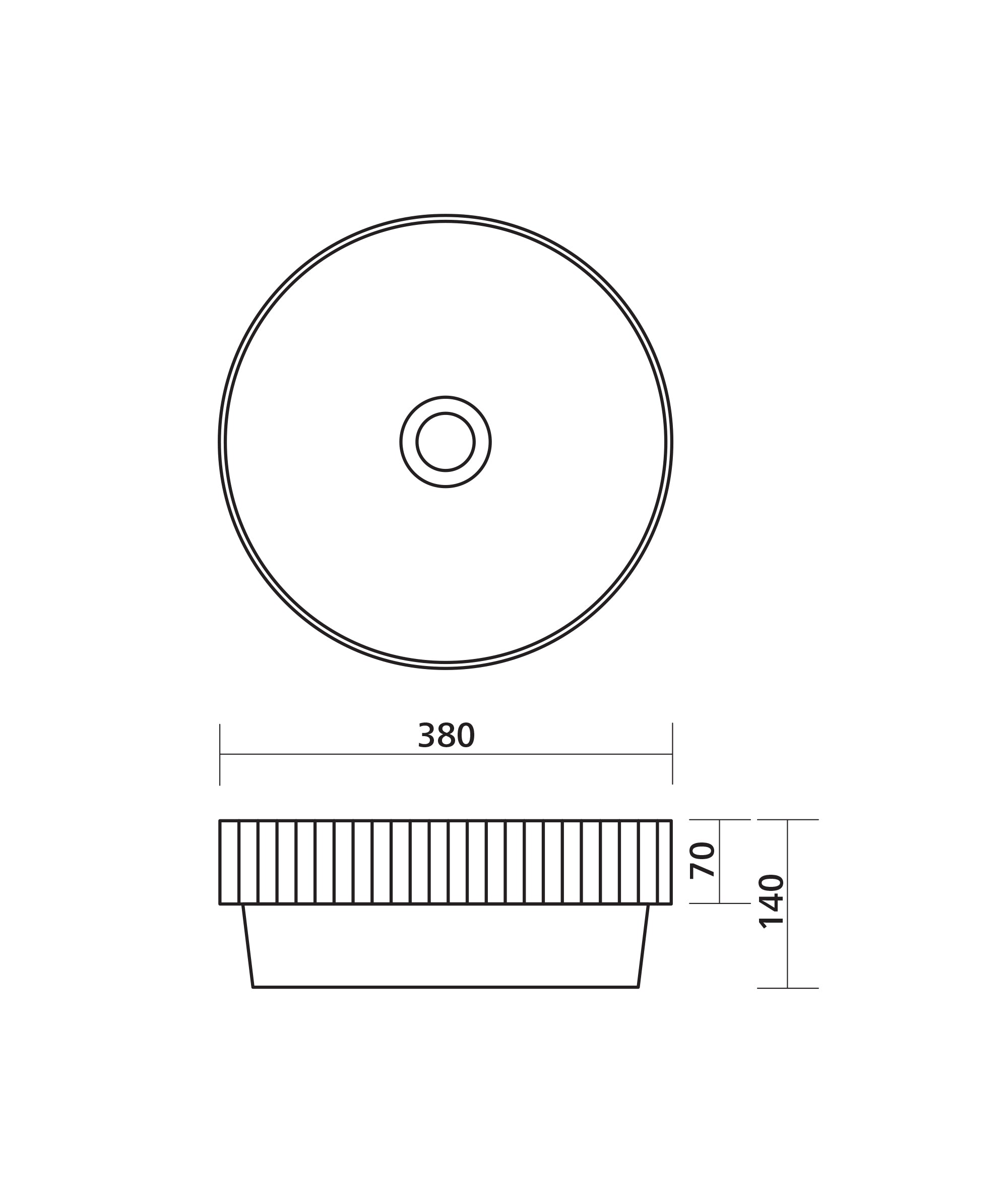 Cleo 380 Basin Inset Fluted Round