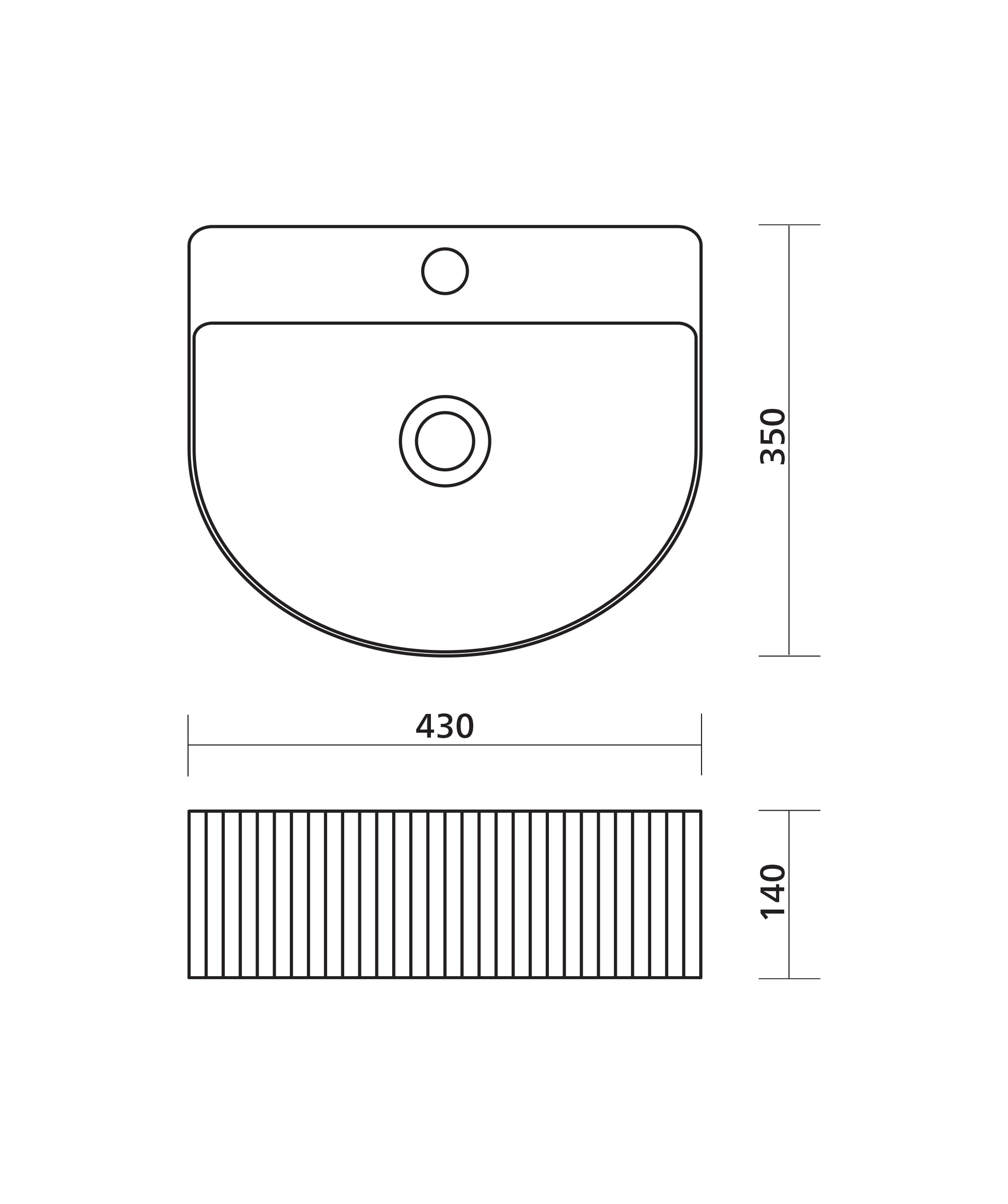 Cleo 404 Basin Wall Fluted