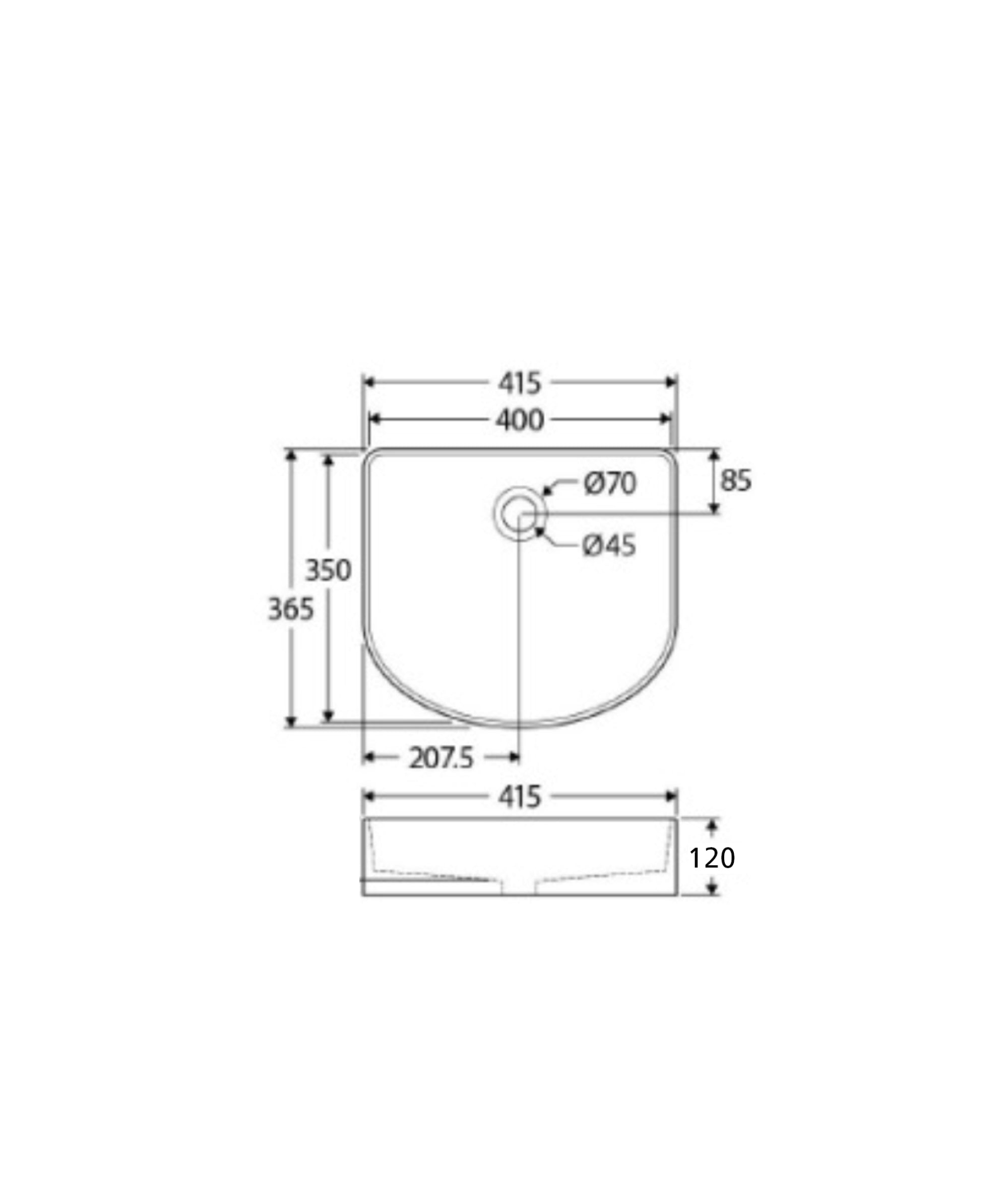 Cleo 410 Fluted D Shape Basin