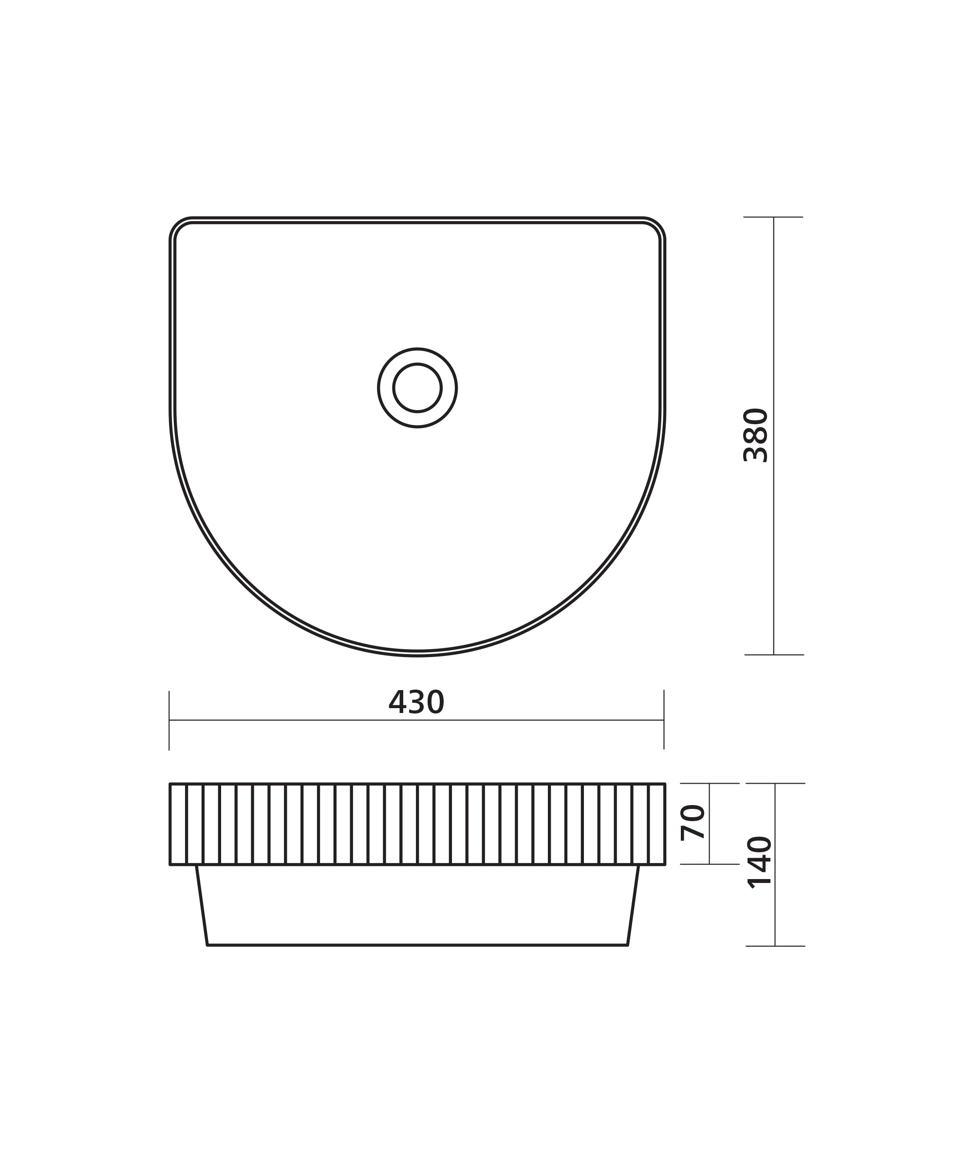 Cleo 430 Basin Inset Fluted