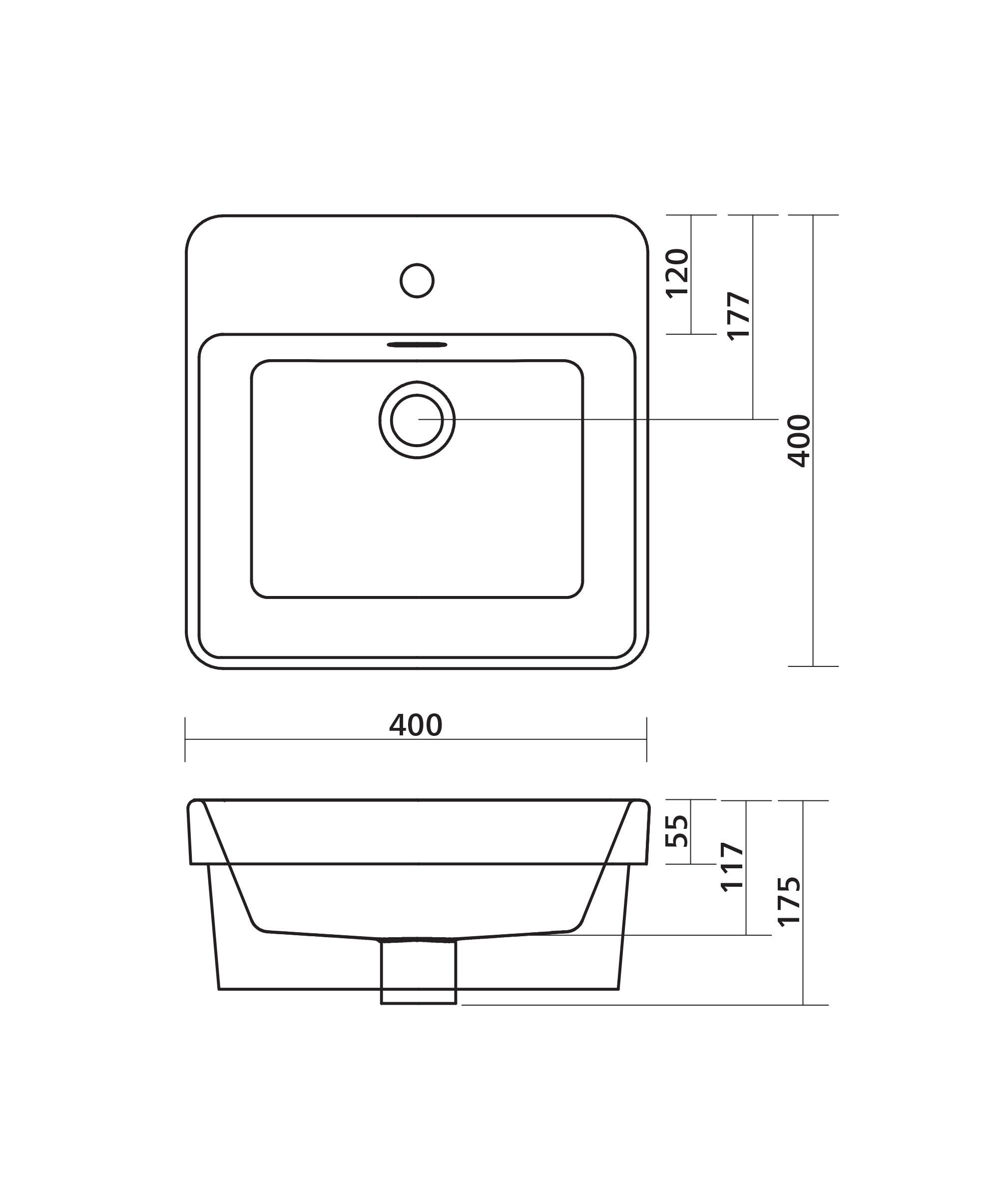 Kyra 400 Basin Inset Square Landing