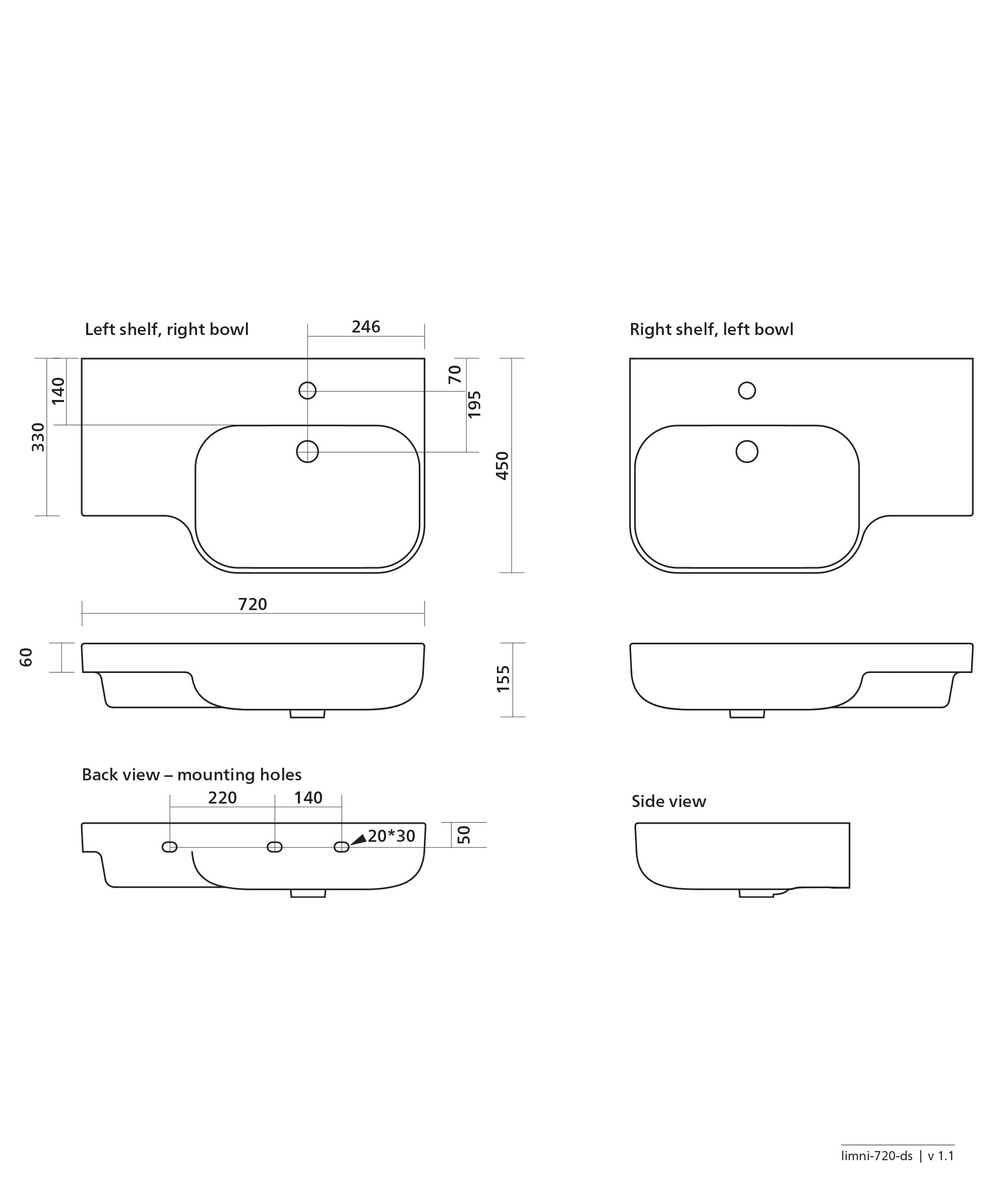 Limni 720 Wall Basin